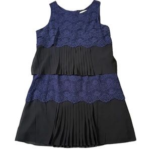 14 - Women's JESSICA SIMPSON Black Navy Tiered Shift Dress Cocktail Party Lace